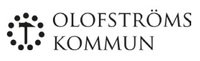 Logotyp för Olofströms kommun med text och en cirkel av prickar runt ett korsliknande tecken.