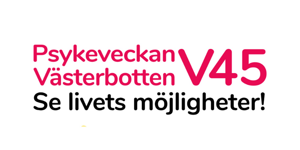 Affisch för Psykeveckan Västerbotten V45 med information om ett föredrag om blommor och bin, samt foto på en leende person.
