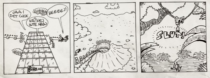 bilden visare en serie tecknad i tre olika rutor 