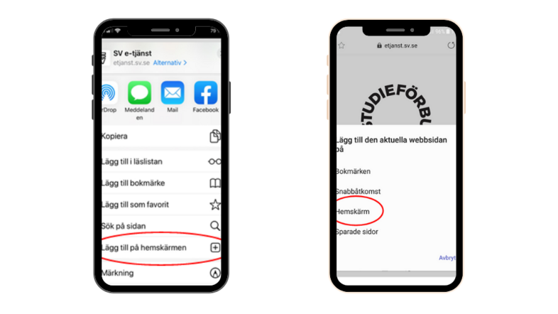 Två mobiler med instruktioner.
