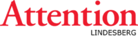 Logotyp med texten 'Attention Lindesberg' i rött och svart på vit bakgrund.