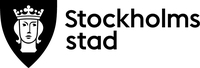 Stockholms stads logotyp med en stiliserad kronad ansiktsfigur och texten 'Stockholms stad'.