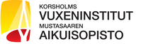 Logotyp för Korsholms vuxeninstitut och Mustasaaren aikuisopisto med färgglad symbol till vänster.