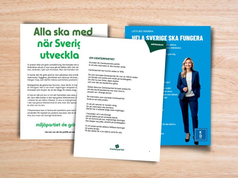 Lättlästa valprogram för partier på ett bord.