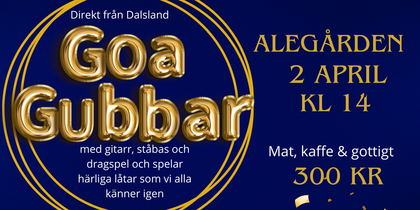 Affisch för Nöjesfixarnas 10-årsjubileum med Goa Gubbar, information om event, plats och kontakt.