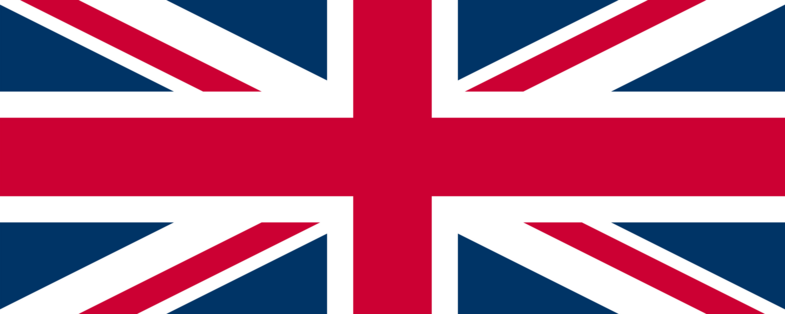 Brittiska flaggan, Union Jack, med rött, vitt och blått korsmönster.