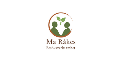 Logotyp med två gröna siluetter och ett växande blad, texten 'Ma Råkes Besöksverksamhet' under.