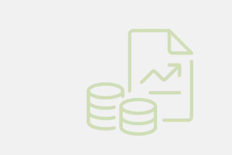 Illustration på en graf på ett papper och två staplar med mynt.