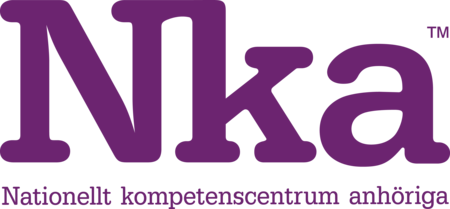 Logotyp för Nationellt kompetenscentrum anhöriga (Nka) i lila text på vit bakgrund.
