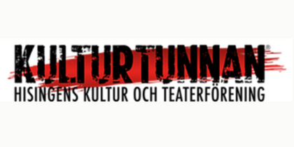 Logotyp för Kulturtunnan, Hisingsens kultur och teaterförening, med svart och röd text på vit bakgrund.