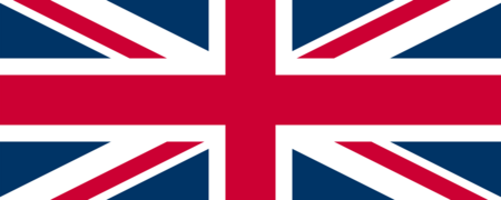 Brittiska flaggan, Union Jack, med rött, vitt och blått korsmönster.