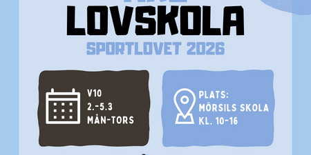 Affisch för Åre lovskola under sportlovet 2026 med information om datum, plats och aktiviteter för elever i årskurs 6–9.