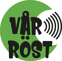 Grön cirkel med texten 'Vår Röst' och ljudvågor till höger om texten.