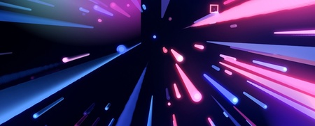 Texten 'FUB Talang' på en bakgrund med färgglada ljusstrålar i blått, rosa och lila mot svart.