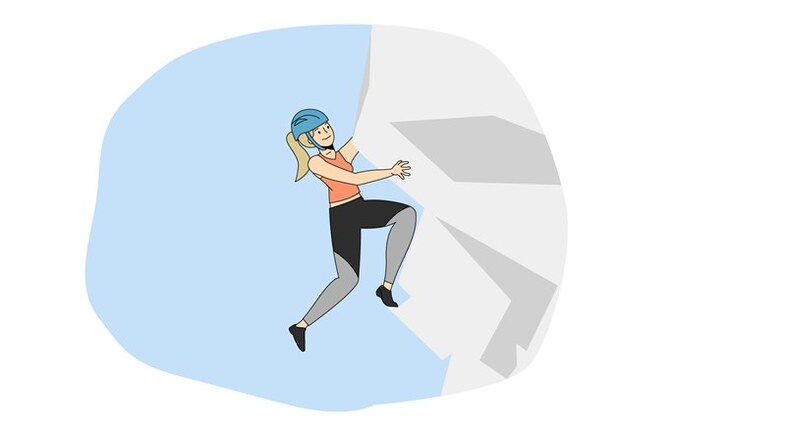 En person som klättrar på en brant klippvägg.