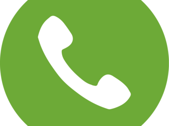 Grön cirkel med en vit telefonlur i mitten, symbol för telefonsamtal eller kontakt.