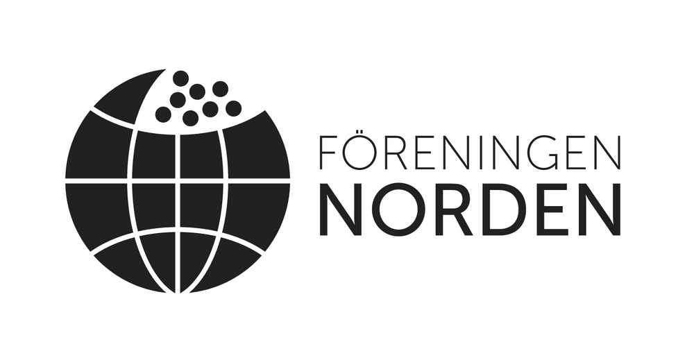 Logotyp för Föreningen Norden med en stiliserad jordglob och texten 'Föreningen Norden'.