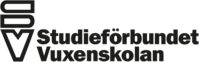 Logotyp för Studieförbundet Vuxenskolan med svart text och grafisk symbol till vänster.