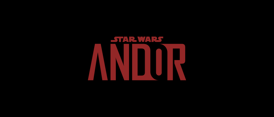 Logotyp för Star Wars: Andor i röd text mot svart bakgrund.