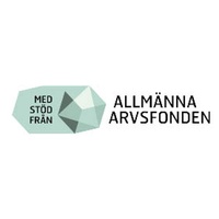 Allmänna arvsfondens logotyp, en grön kristallformad ruta där det står "Med stöd från" Allmänna Arvsfonden.