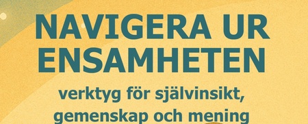 Illustration av en hand som håller en kompass med svensk text om att navigera ur ensamheten och ladda ner en gratis e-bok.