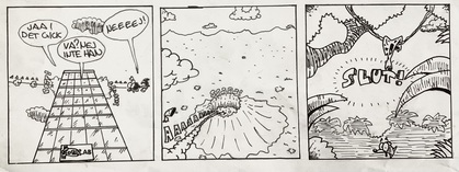 bilden visare en serie tecknad i tre olika rutor 