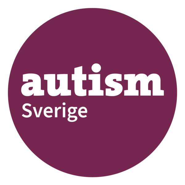 Logotyp för Autism Sverige med vit text på en lila cirkel.