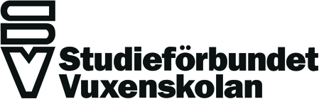 Logotyp för Studieförbundet Vuxenskolan med svart text och grafisk symbol till vänster.