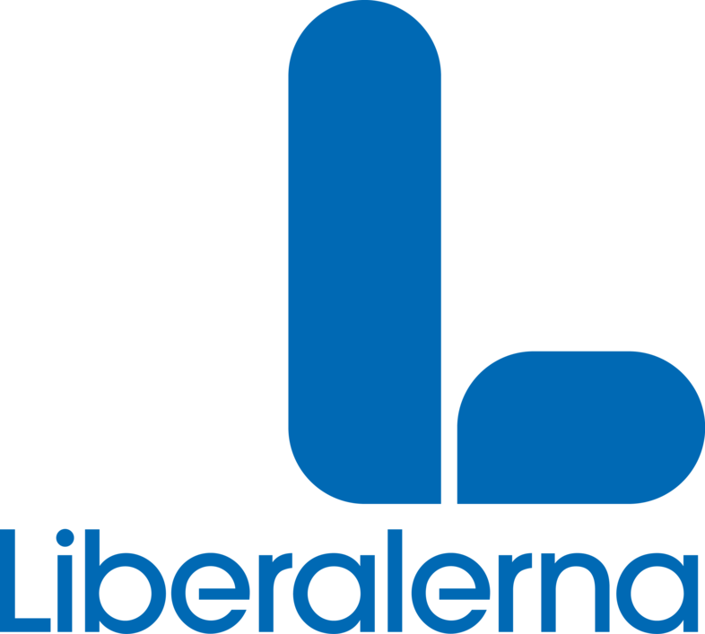 Logotyp för Liberalerna med ett stort blått L och texten 'Liberalerna' under.
