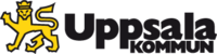 Logotyp för Uppsala kommun med en gul lejonfigur och svart text.