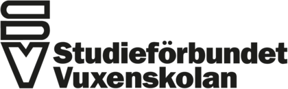 Logotyp för Studieförbundet Vuxenskolan med svart text och grafisk symbol till vänster.
