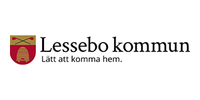 Lessebo kommuns logotyp med texten 'Lessebo kommun. Lätt att komma hem.' och en sköld med symboler.