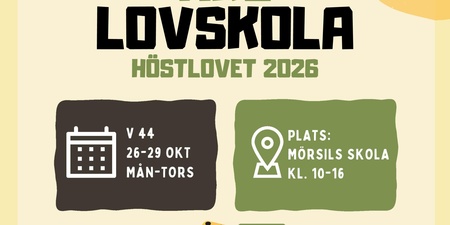 Affisch för Åre lovskola höstlovet 2026 med information om datum, plats och aktiviteter för årskurs 6-9.