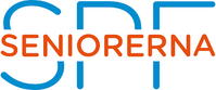 Logotyp för SPF Seniorerna med blå och orange text på vit bakgrund.