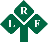 Grön logotyp med tre rutor som bildar ett träd, bokstäverna L, R och F i varje ruta.