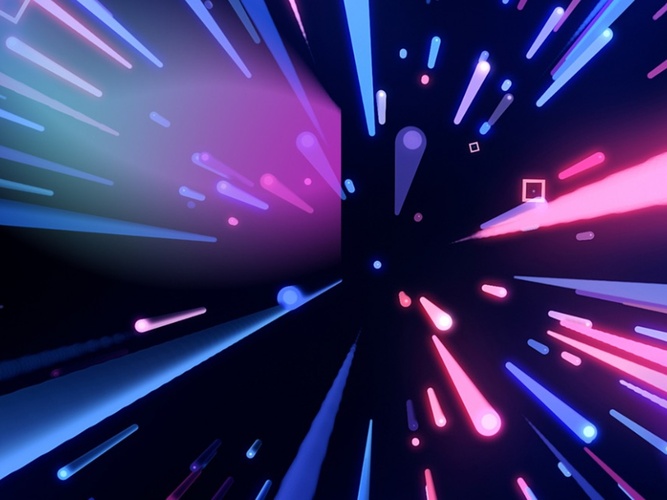 Texten 'FUB Talang' på en bakgrund med färgglada ljusstrålar i blått, rosa och lila mot svart.