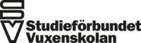 Logotyp för Studieförbundet Vuxenskolan med svart text och grafisk symbol till vänster.