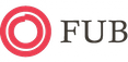 Logotyp med röd cirkel och texten FUB i svart.