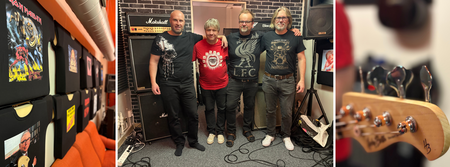 Bandet Chatterbox i sin replokal.