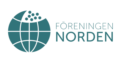 Logotyp för Föreningen Norden med stiliserad jordglob och texten 'Föreningen Norden' i blågrönt.