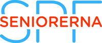 Logotyp för SPF Seniorerna med blå och orange text på vit bakgrund.