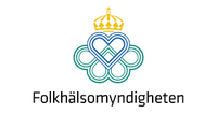 Logotyp för Folkhälsomyndigheten med en krona ovanför ett hjärtformat mönster och texten Folkhälsomyndigheten.