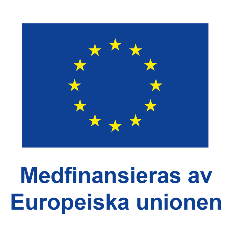 Europeiska unionens flagga med texten 'Medfinansieras av Europeiska unionen' under.