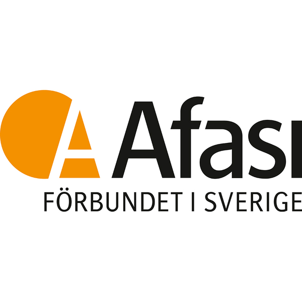 Logotyp för Afasiförbundet i Sverige med orange och svart text på vit bakgrund.