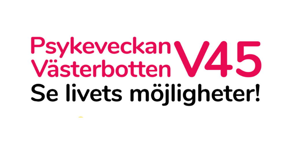 Affisch för Psykeveckan Västerbotten V45 med information om ett föredrag om blommor och bin, samt foto på en leende person.