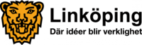 Logotyp för Linköping med ett stiliserat lejonhuvud och texten 'Där idéer blir verklighet'.