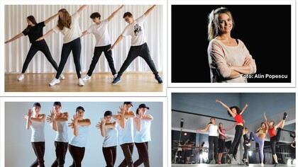 Flera grupper av personer dansar och tränar i olika dansstudior och på scen.