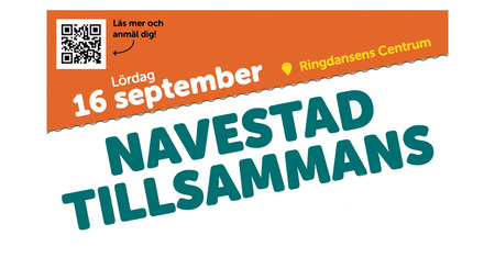 Affisch för evenemanget 'Navestad Tillsammans' den 16 september vid Ringdansens Centrum.