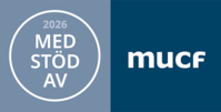 Tvådelad logotyp med texten '2026 Med stöd av' och 'mucf' på blå bakgrund.
