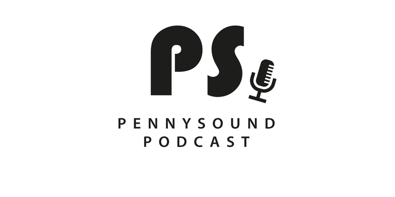 Logotyp för Pennysound Podcast med stora bokstäver 'PS' och en mikrofonikon.